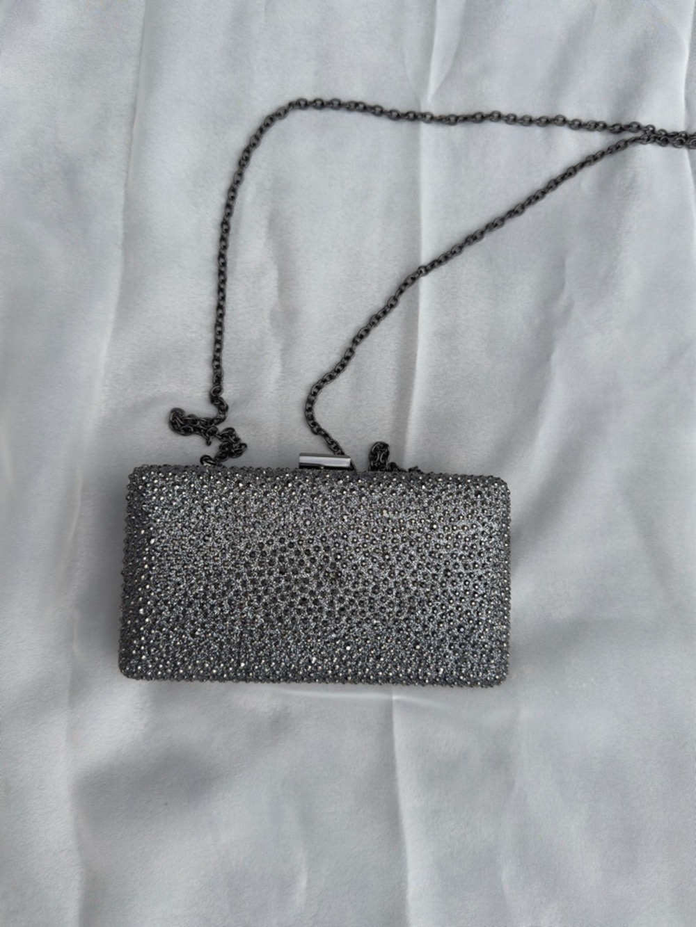 NATASHA Gunmetal Gray Swarovski Crystals Embellished Crossbody Evening Bag - Picture 6 of 12